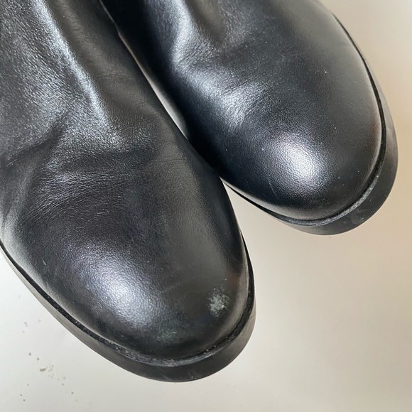 Marc Fisher Hetra Black Leather Belted Moto Ankle Boots - Picture 9 of 15